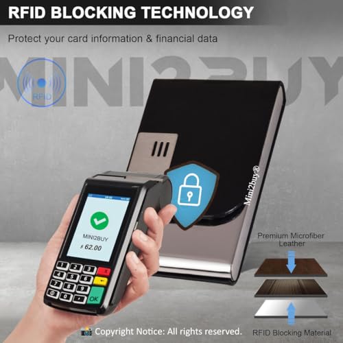 Image of Engraved Your Name Customized On Vertical Card Holder -Luxurious Unisex Design-RFID Blocking Stainless Steel 1 x 10 x 6 cm for Credit|Debit|ATM|Business Visiting Corporate Gift (Black-PTI)