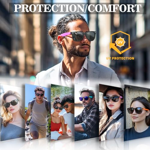 Image of 4 Pack Polarized Sunglasses for Men and Women, Classic Black Frame with Colorful Temples, TAC UV400 Protection, Unisex Sunglasses for Driving Outdoor Use
