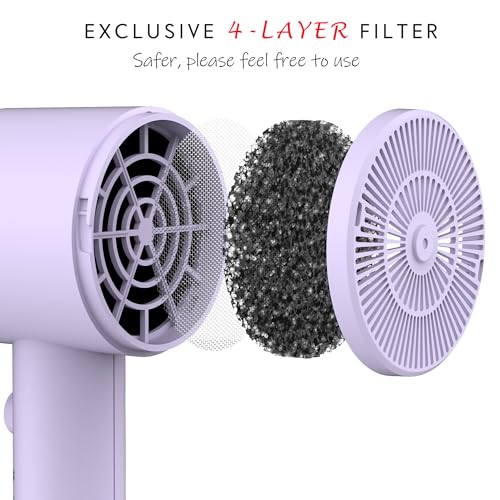 Image of AINA Hair Dryer with Diffuser,Comb Full-Featured Blow Dryer 110V(Purple) | 3 Heat /2 Speed;Cold shut button;Lightweight;Compact Size;High Temp;Low Airflow;Same Results;Less Expense