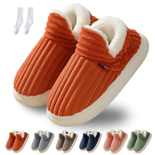 Pluffi - Pluffi Slipper Booties, Winter Fuzzy Warm Thick-Soled Plush House Slippers for Women Men