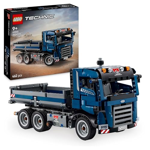 LEGO Technic Volquete Basculante, Vehículo de Obra y Construcción de Juguete, Camión Azul para Construir con Dirección y Caja Móvil, Regalo de Cumpleaños para Niños y Niñas de 9 Años o Más 42203