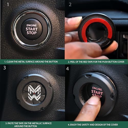 Image of MR WAGON - Protective Car Start Stop Button Cover -Open Close Ignition Cap for Bike and Car -Decorative Car Push Start Button Cover- Auto Accessories for Car Interior (4 cm) Diameter (Black Spin)
