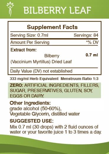 Miniatura 4 de Secrets of the Tribe Extracto de alcohol de tintura de hoja de arándano, gotas de hierbas de alta potencia, tintura hecha de vaccinio de arándano