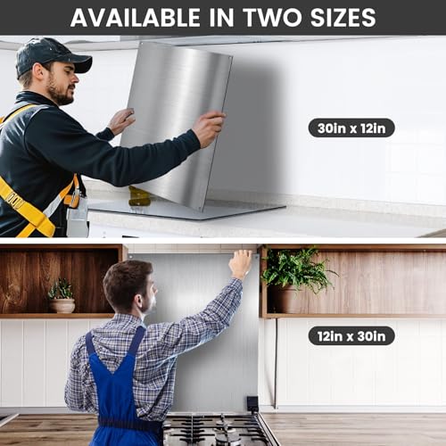 Image of 36 inchx24 inch Stainless Steel Backsplash - Pre-Drilled Stove Backsplash, Easy Install Flat Metal Panel for Kitchen Wall, Grease Resistant