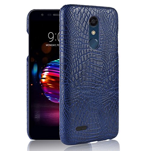 Compatible with LG K10 2018 Phone Cover,2 in 1 (PC+Leather) Protective Phone Case Blue