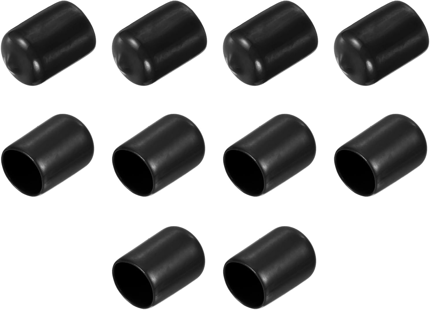 sourcing map 10pcs Rubber End Caps 9/16"(14.5mm) ID Vinyl Round Tube Bolt Cap Cover Thread Protectors Black