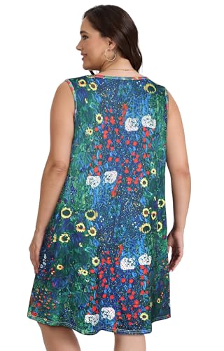Image of elescat Plus Size Summer Dresses for Women Sleeveless Pockets Beach Tshirt Tank Sundress 2026