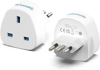 UK To Italy Plug Adapter (2 Pack) | 2 x MyTravelPal® Travel Plug Adapter UK to Italy | Italian Travel Adaptor For Use in Italy, Chile, Vatican City & More | Type L UK to Italy Plug Adapter