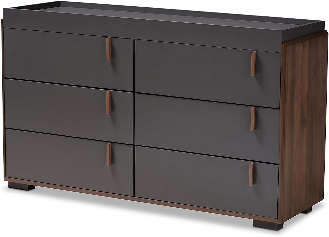 Baxton Studio Rikke Modern and Contemporary Two-Tone Gray and Walnut Finished Wood 6-Drawer Dresser