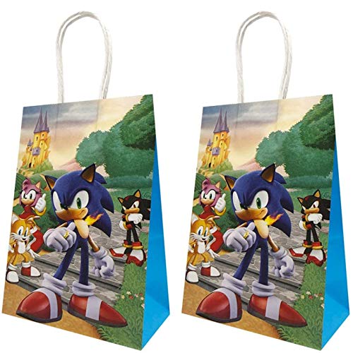 16 Packs Sonic The Hedgehog Party Gift Bags, Sonic The Hedgehog Gift Bags Party Supplies for Kids Sonic The Hedgehog Themed Party, Birthday Decoration Gift Bags Well for Girls or Boys