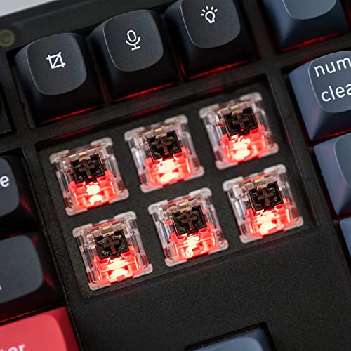 Image of Keychron V6 ISO-UK-Layout Wired Custom Mechanical Keyboard Knob Version, Full-Size QMK /VIA Programmable, Hot-swappable K Pro Brown Switch, for Mac Windows Linux (Frosted Black-Translucent)
