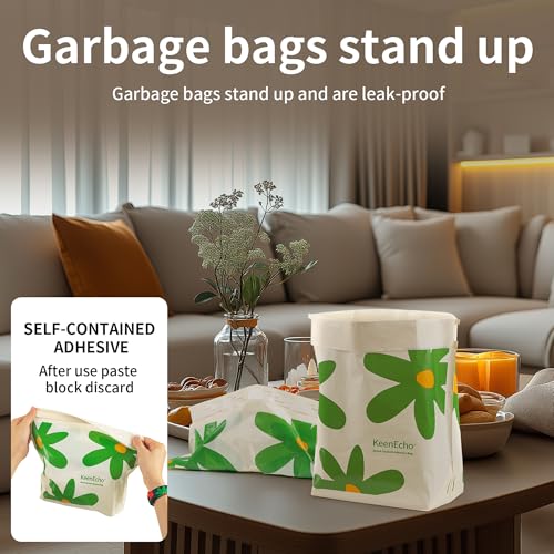 Image of Disposable Car Garbage Bin Bags 60 PCS, Leak-proof Cleaning and Vomit Bags, Recycled HDPE, Easy Stick-On and Stand Design, Disposable Small Garbage Bags