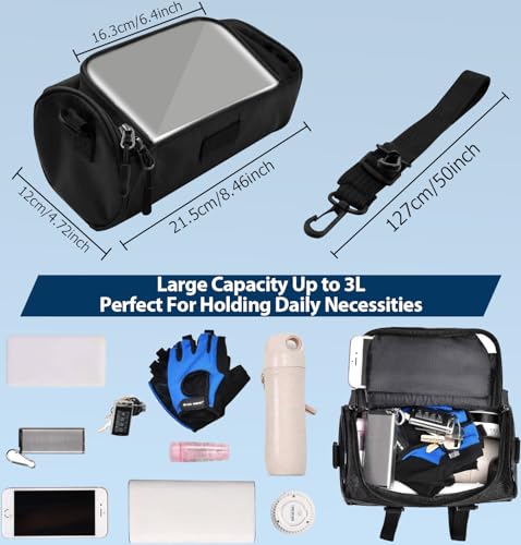 Aohcae Fahrrad Lenkertasche Wasserdicht, Lenkertasche Rund Fahrrad Handy Aufbewahrungstasche zum Aufhängen an der Vorderseite des Fahrrads