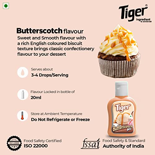 Image of TIGER Butterscotch Milkshake Mix 20Ml, Vegetarian, Liquid