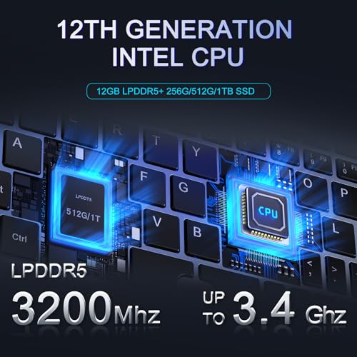 Image of Mini Laptop 8 inch 2-in-1, Laptop Computer Win 11, Intel N95(up to 3.4GHz), 12GB RAM 1TB SSD, Touchscreen HD, Backlit Keyboard, Wi-Fi 6, USB-C, Lightweight Portable PC for Work /Kids /School