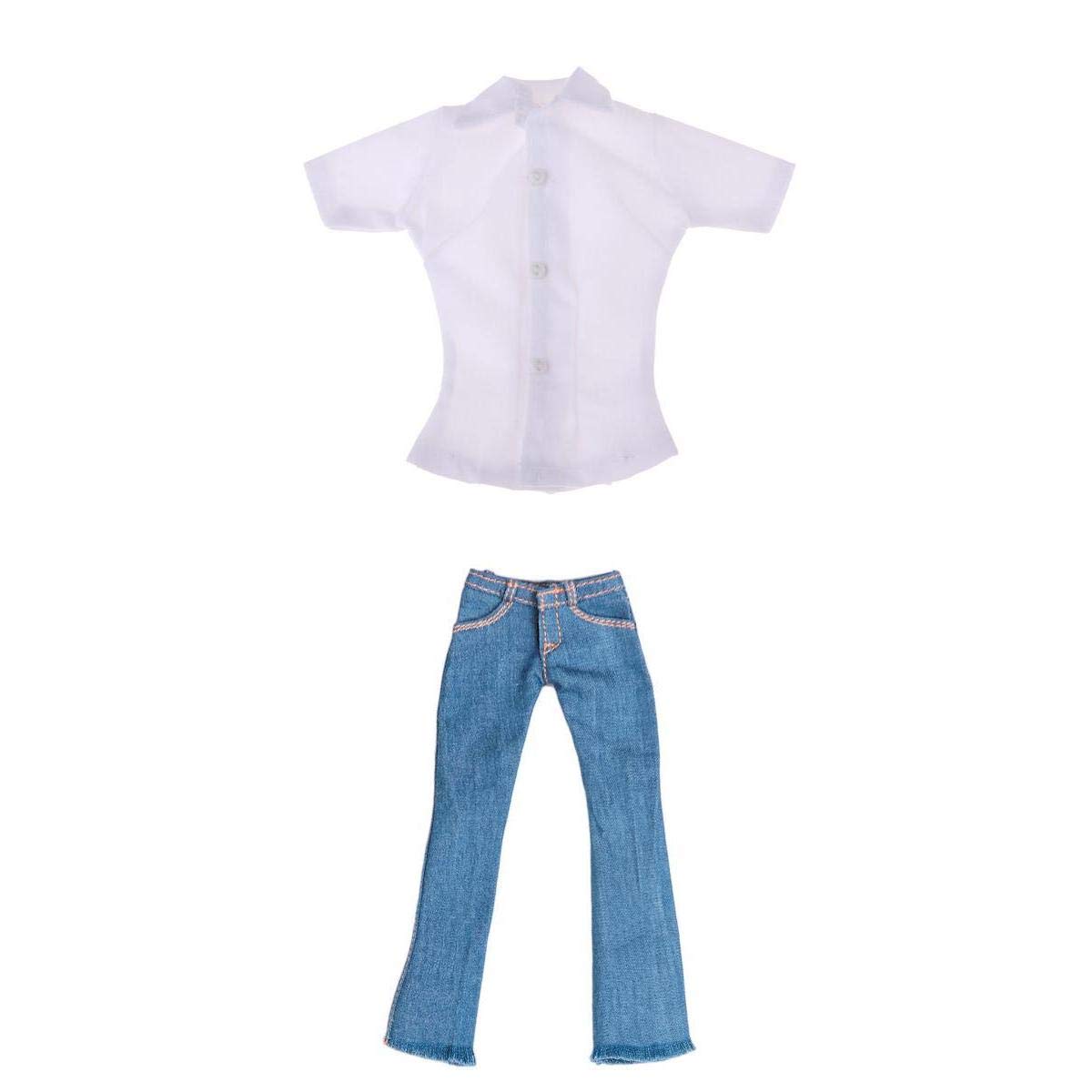 NIVAA 1/6 Scale Female Skinny Jeans White Shirt for 12 inch Action Figure Body-image-1