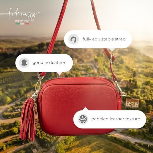 Italian Calf Leather Crossbody Bag for Women with Tassel Zipper | Small Camera Purse Shoulder Handbag Pocketbook3