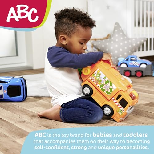 Dickie Toys ABC - Cozy Friends Auto (11 cm) - Aufziehauto ab 1 Jahr mit Rückzug und weichem Material zum Quetschen, Spielzeug für Babys und Kinder ab 12 Monate, 3-Fach Sortiert, zufällige Auswahl