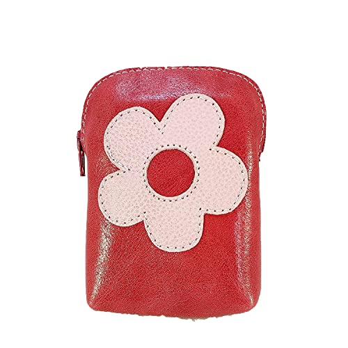 Pitillera rosa de piel con cremalleras. Funda cajetilla tabaco en piel genuina.