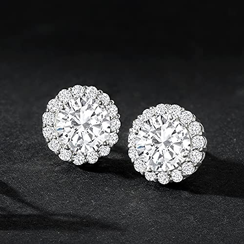 Ross-Simons 3.60 ct. t.w. CZ Halo Stud Earrings in Sterling Silver3