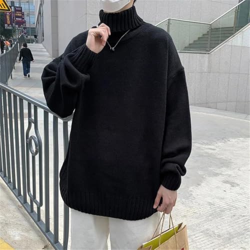 Men Loose Knitted Pullover Streetwear Mens Oversized Sweater Turtleneck Sweaters4