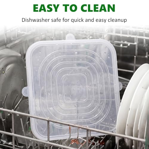 Image of 2 Pcs 9x9 Inch Silicone Bakeware Lids, Reusable Safe Storage Lids Square Replacement Cover Stretchable for Baking Dishes, Casserole Dishes, Cake Pan, Freezer, Microwave Safe Food Cover