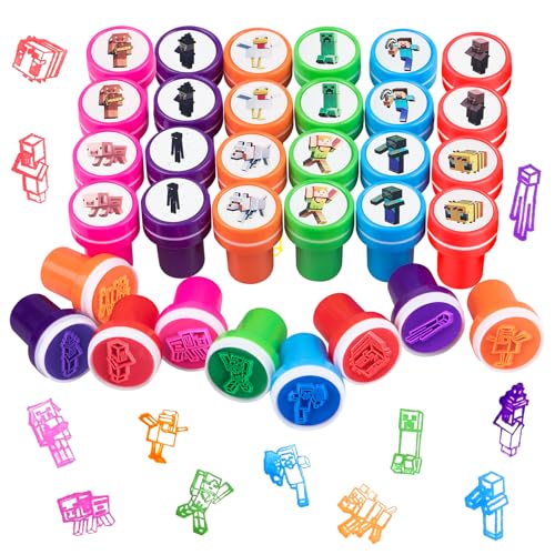 Thingehoy 24 Stück Stempel Stempel Set Cartoon Stempelset Kleinigkeiten Mitgebsel Geschenk Kleinigkeiten Schulbedarf