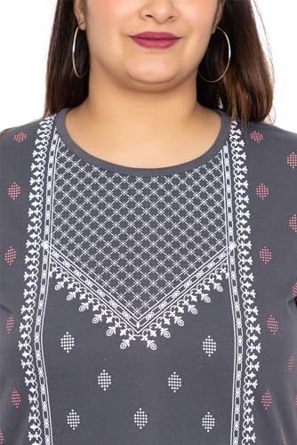 Image of Women Printed Cotton Tshirt with Side Slits & Pocket