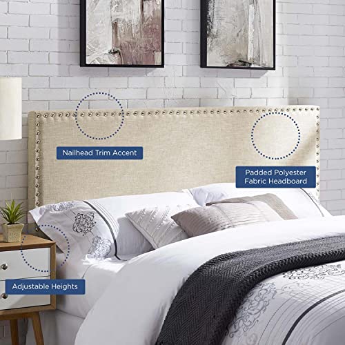 Modway Phoebe Linen Fabric Upholstered Queen Headboard In Beige With Nailhead Trim #TOP3