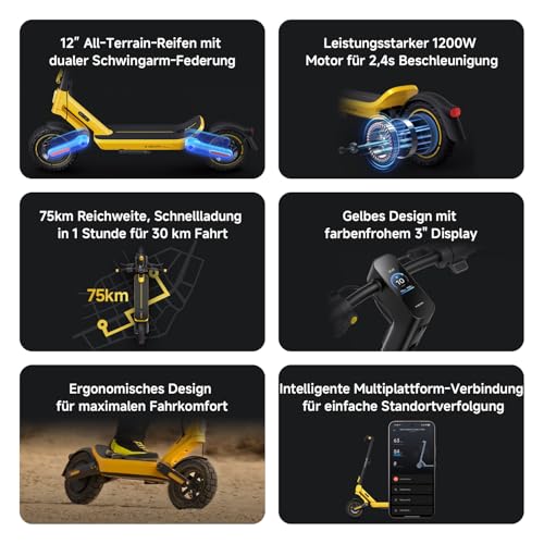 Xiaomi E-Scooter 6 Ultra mit Straßenzulassung, 585Wh Akku bis 77 km Reichweite, 500W Motor, 12″ Tubeless-Reifen, Federung, Blinker, IPX6, LED-Display