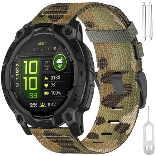 Garmin Instinct Watch�o���h 45mm 50mm �����Y ���f�B�[�X 22mm 26mm �v�� �^�N�e�B�J�� ���� ���ȃi�C�����o���h Instinct 3 Amoled /2/1/�\�[���[/�^�N�e�B�J�� �^�C�h/E�X�|�[�c�p (�X�R