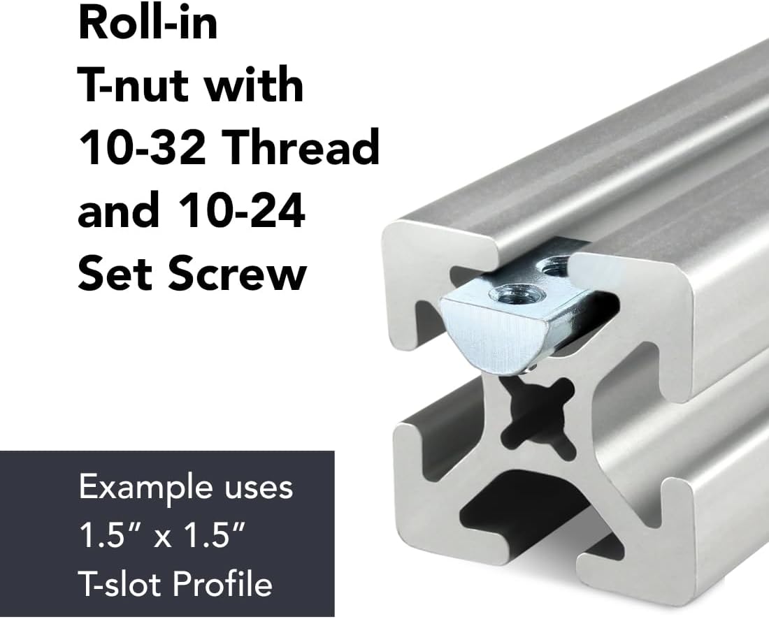 3781, 15 Series 10-32 Roll in T-Nut Steel Set Screw (25 Pack)