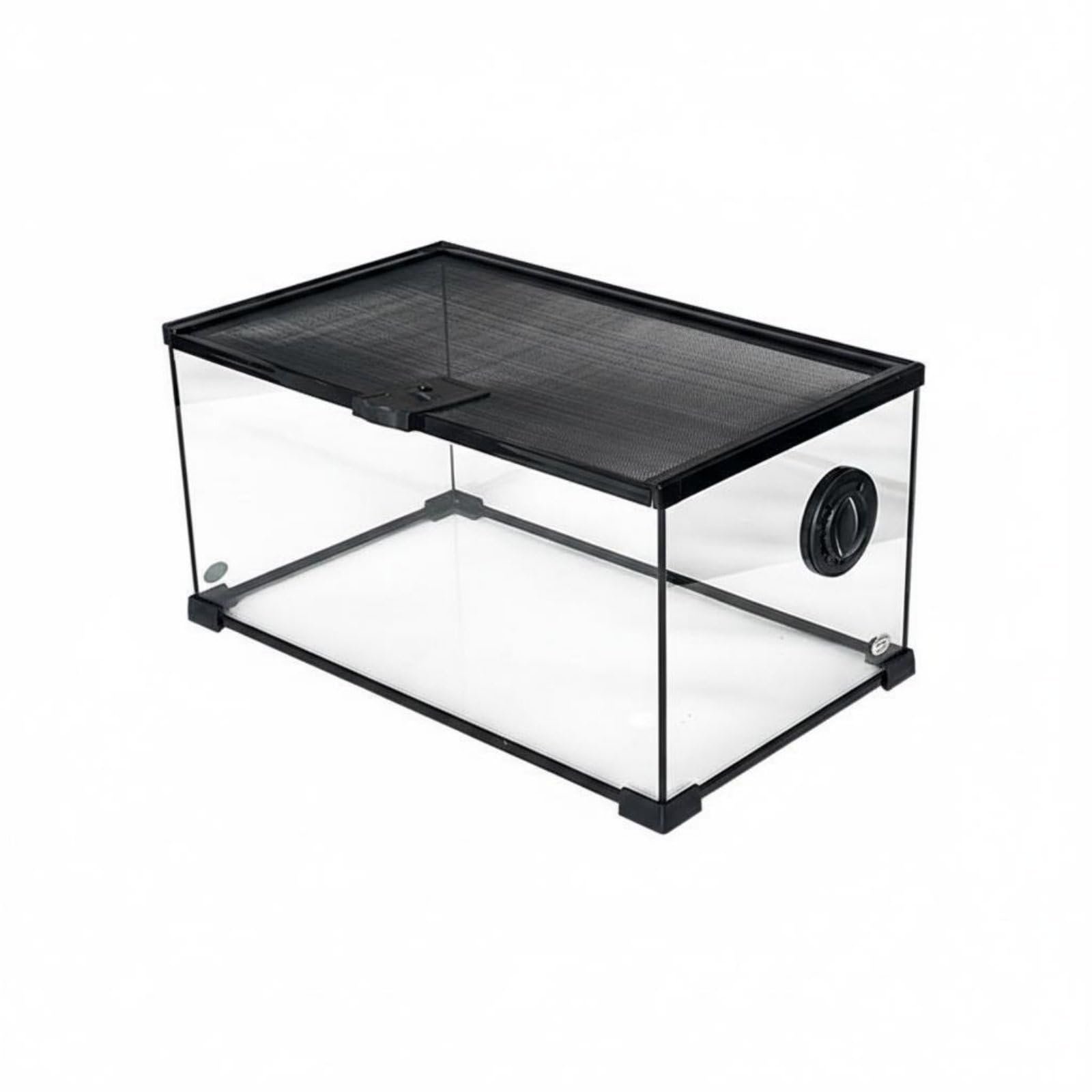 Terrario per Rettili Terrario Vetrina Acquario Teca Habitat con Panoramica Integrale 360 Gradi Coperchio a Maglia con Sicura Manutenzione Facile con, 50-30-35cm