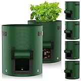 【Asas Duraderas Y Diseño De Solapa De Acceso】Dos asas engrosadas se combinan con la bolsa de cultivo a través de la tecnología de doble costura, altamente resistente al desgarro que permite moverlas con facilidad y seguridad. Además, nuestras macetas de papas inteligentes tienen un diseño de puerta de acceso, lo que le brinda más comodidad para observar el crecimiento de las raíces o verificar si la fruta está madura y cosecharla fácilmente sin dañar la planta.