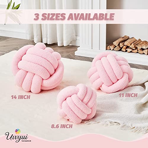Image of Uvvyui Knot Pillow Ball, Soft Home Decorative Pillows, Round Throw Pillow, Handmade Knotted Plush Pillow, Round Boucle Pillow Cushion (11 Inches Pink)