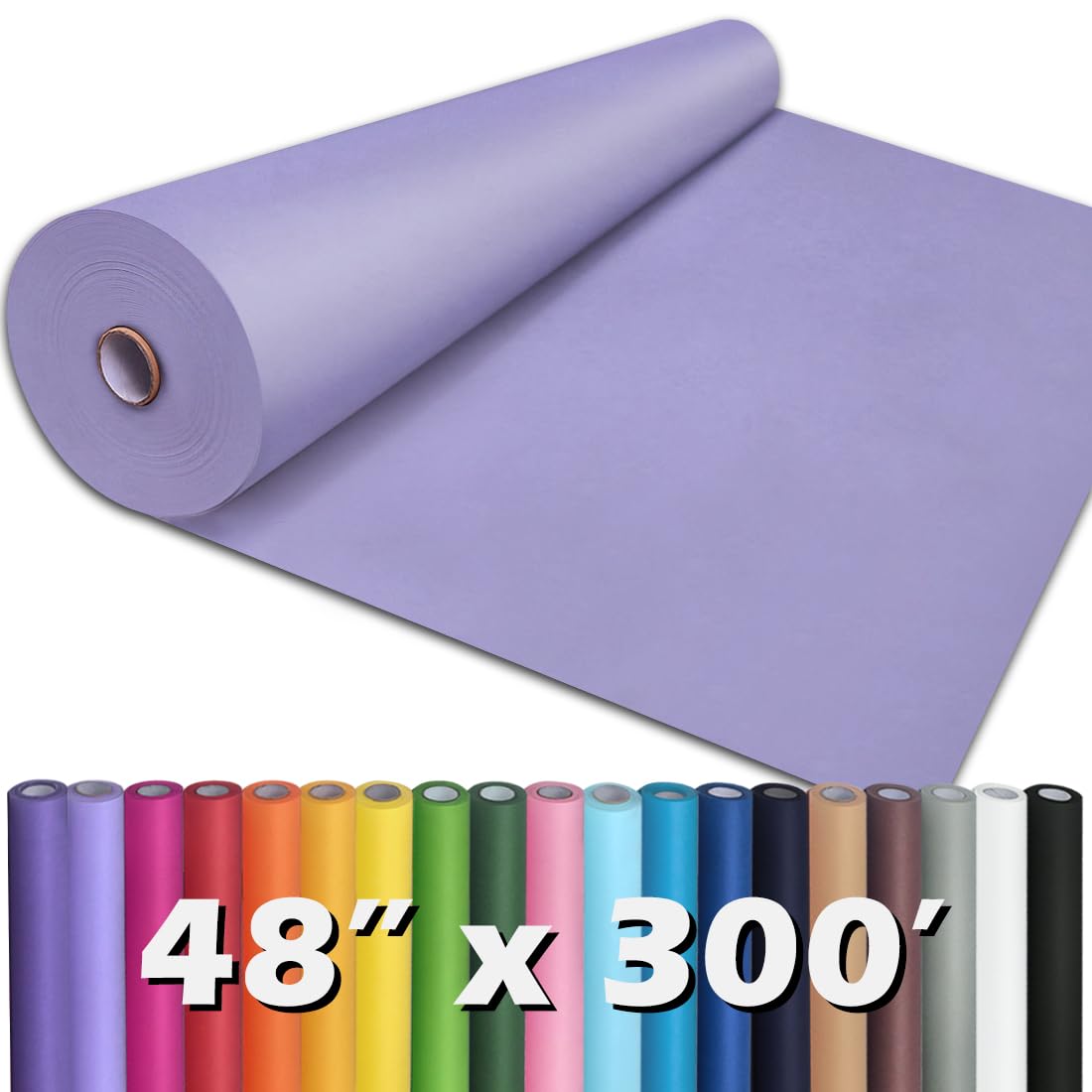 PerkHomy Light Purple Kraft Paper Roll 48" x 3,600" (300') for Gift Wrapping Bouquet Flower Art Painting Craft Writing Packaging Shipping 80GSM 55LB (Light Purple, 48" x 300')