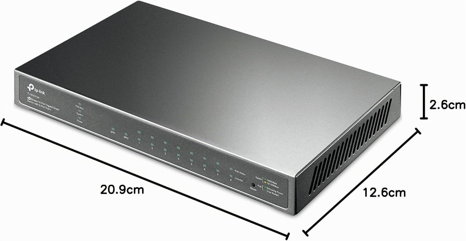 TP-Link TL-SG2210P - Conmutador gestionado (8 Puertos, Gigabit PoE L2, 2 Puertos SFP)