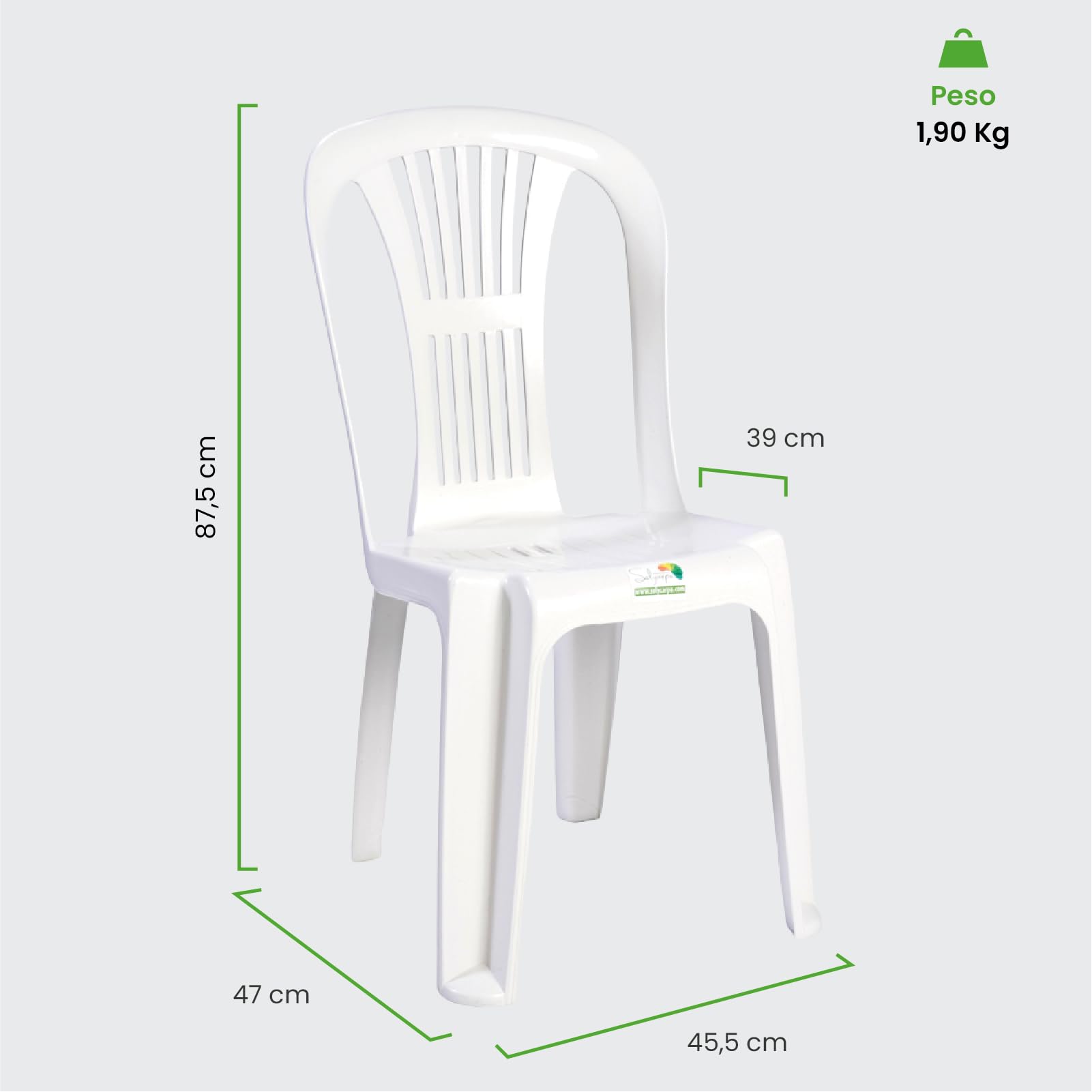 Pack 4 Silla Alta de Plástico Apilable sin Reposabrazos para Catering, Jardín, Terraza y Playa, Ergonómica de PVC, Cómoda, Resistente para Exterior. Fácil de Transportar