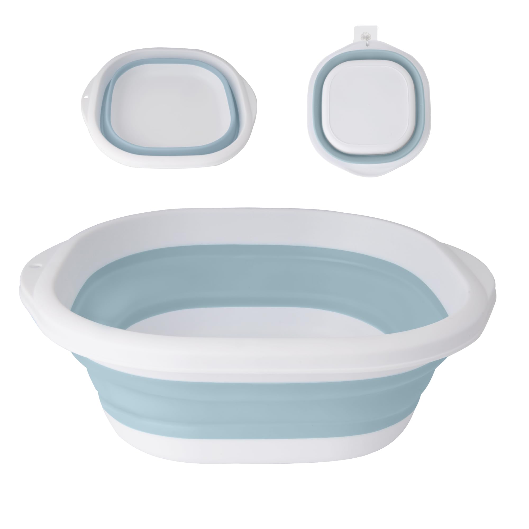 SZWLJ Blue & White Small(3.5L) Thickened Collapsible Washing Up Bowl - Foldable Storage Basin for Kitchen/Camping, Collapsible Bowl Basin, Lightweight Portable for Travel & Home Use — image 1