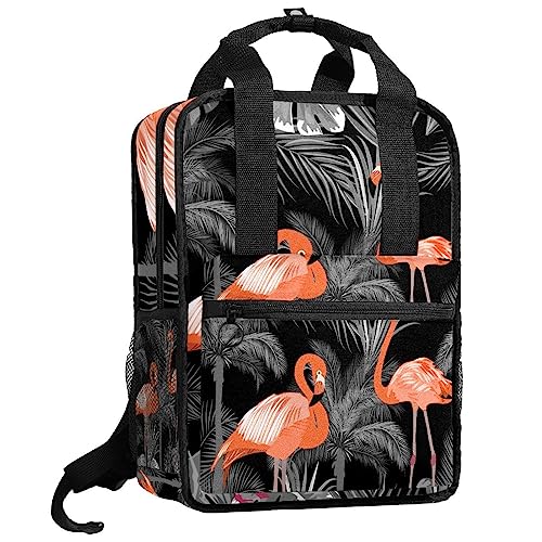 Sac à dos garçons flamant rose ergonomique à bretelles réglables noir