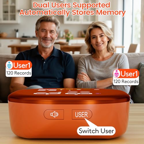 Image of Double love Wrist Blood Pressure Monitor for Home Use - Orange | Upgraded Large LED Screen, Dual User 240 Memories with Carrying Case, Voice Broadcast, Adjustable bp Cuff (5.3-7.6 inches)