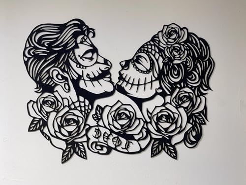 Décoration murale en bois Boutdebois noir cadre 3D 52x42cm motif baiser pour salon