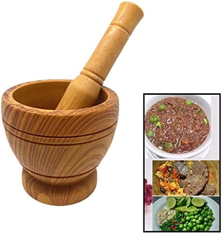 Amazon Com Bamboo Design Plastic Mortar And Pestle Set For Grinding And Crushing Garlic Herb Pill Spices Chillies Crushing Sesame Seeds Home Kitchen