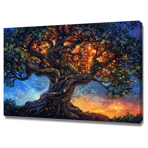 Décoration d'impression de peinture d'arbre de vie encadrée pour habiller un mur vide