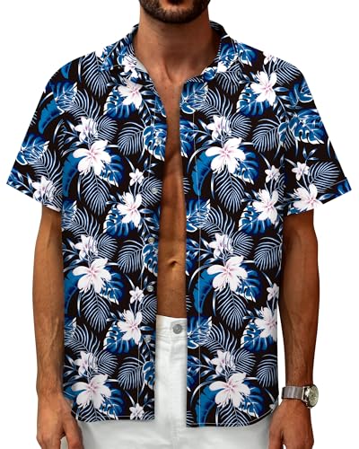 Image of Hawaiian Shirt for Men Tropical Shirts Summer Beach Button Down Short Sleeve Luau Aloha Floral Cruise Vacation Outfit 2026