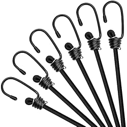 ZHOUBIN 18 inch Bungee Cords with Hooks - Black Bungee Cords 6 Pcs