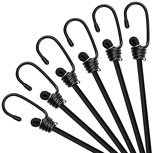 Zhoubin 18 Inch Bungee Cords With Hooks - Black Bungee Cords 6 Pcs #TOP18