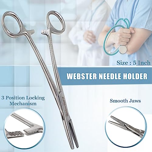 Image of A2ZSCILAB Set of 7 Pieces Scissors Forceps Hemostats Needle Holder Driver Set for Educational Training, Made of Stainless Steel