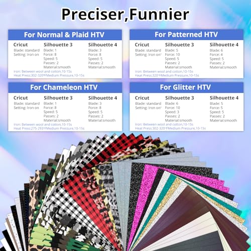 Image of HTVRONT HTV Heat Transfer Vinyl Bundle - 100 Pack 12 * 10in Heat Transfer Vinyl for T-Shirt, 43 Assorted Colors HTV Vinyl Bundle for All Cutter Machine, Easy to Cut & Weed & Transfer Iron on Vinyl