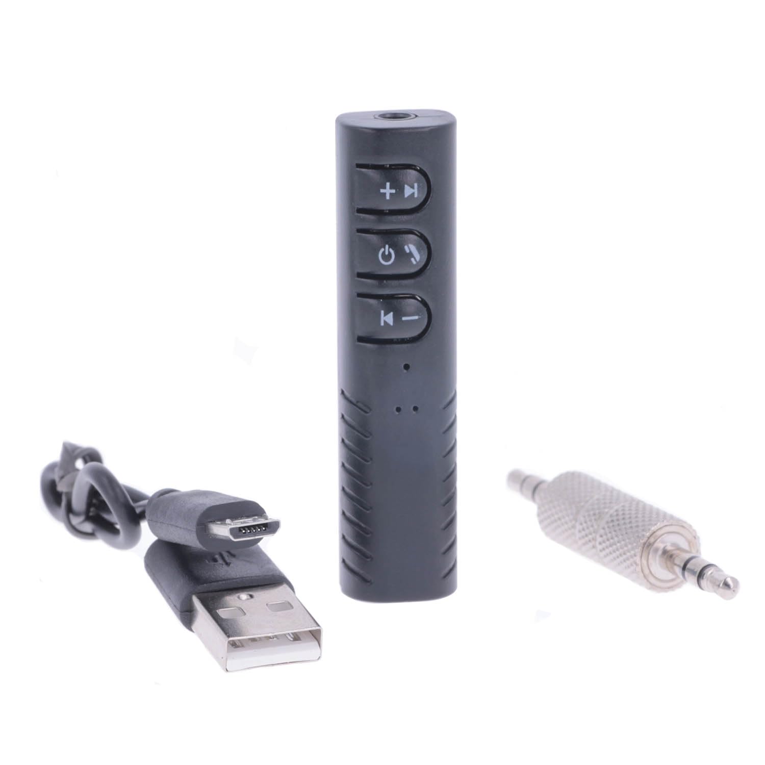 REY Manos Libres Bluetooth 4.1 Inalámbrico, Adaptador con Micrófono y Salida Auxiliar Jack de 3.5mm para Audio Coche, Móvil... Negro